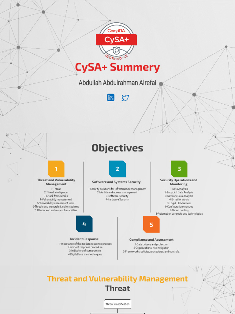 Cysa+ Summery: Abdullah Abdulrahman Alrefai | PDF | Security | Computer ...