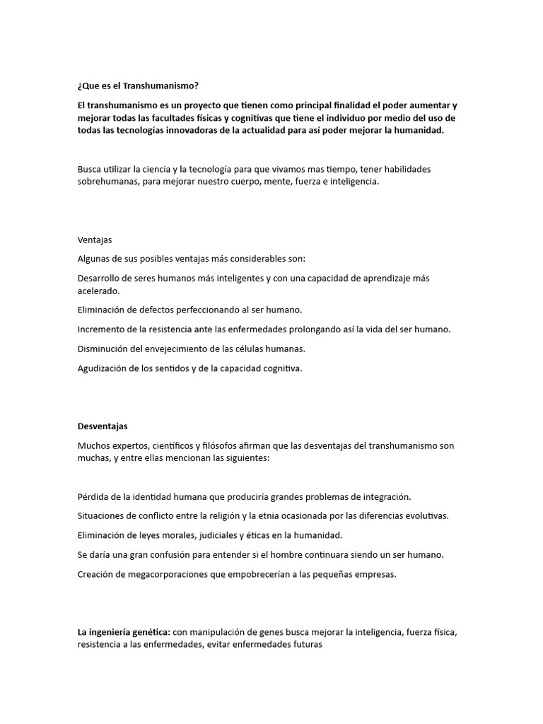 El Transhumanismo PDF