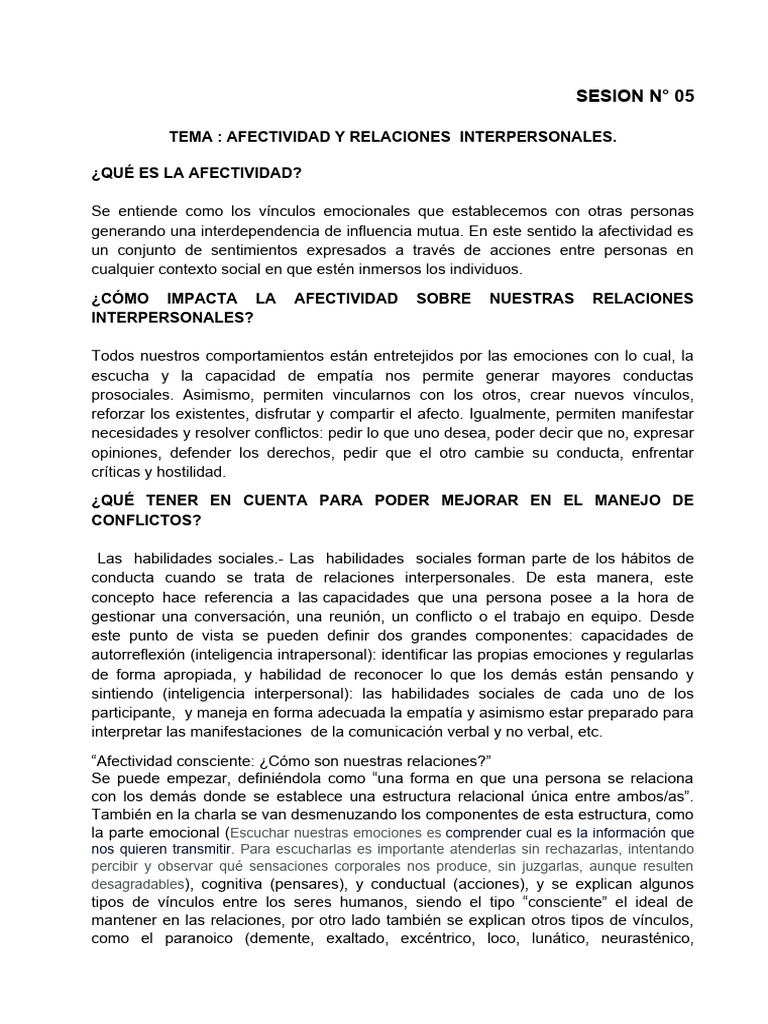 Afectividad y Relaciones Interpersonales | PDF | Las emociones | Empatía