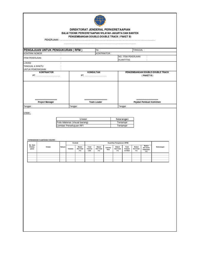 Pengajuan RFM untuk Proyek Kereta Api | PDF
