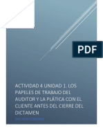 Diaz Mora Fernando Actividad 4 Unidad 1. Los Papeles de Trabajo Del Auditor y La Plática Con El Cliente Antes Del Cierre Del Dictamen