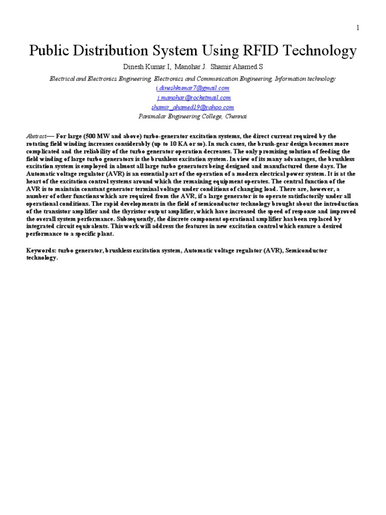 RFID Technology in Public Distribution | PDF | Inductor | Force