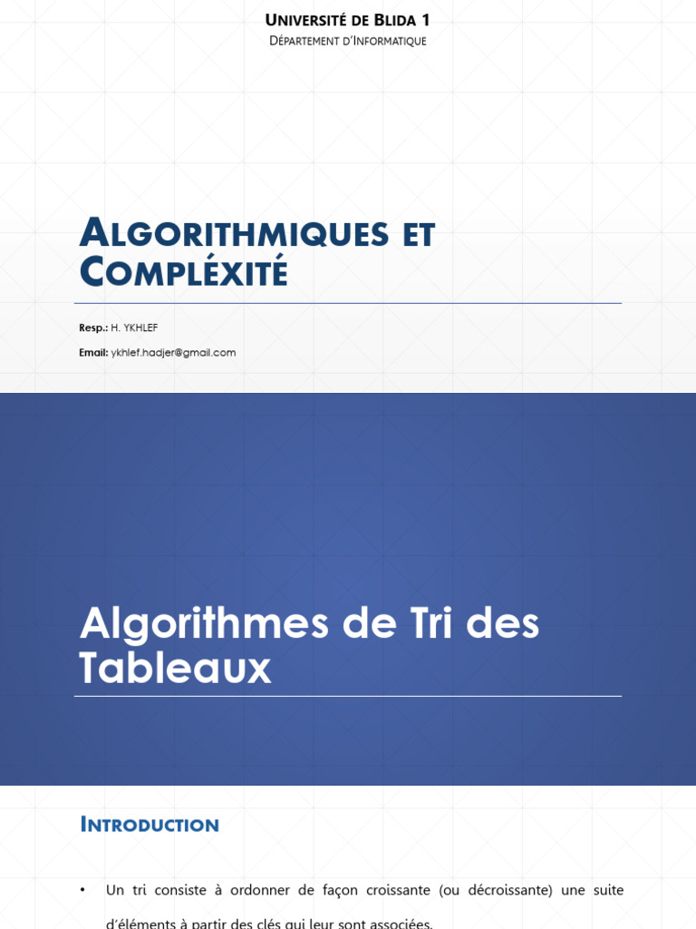 Algorithmes de Tri et Complexité | PDF | Mathématiques appliqués ...