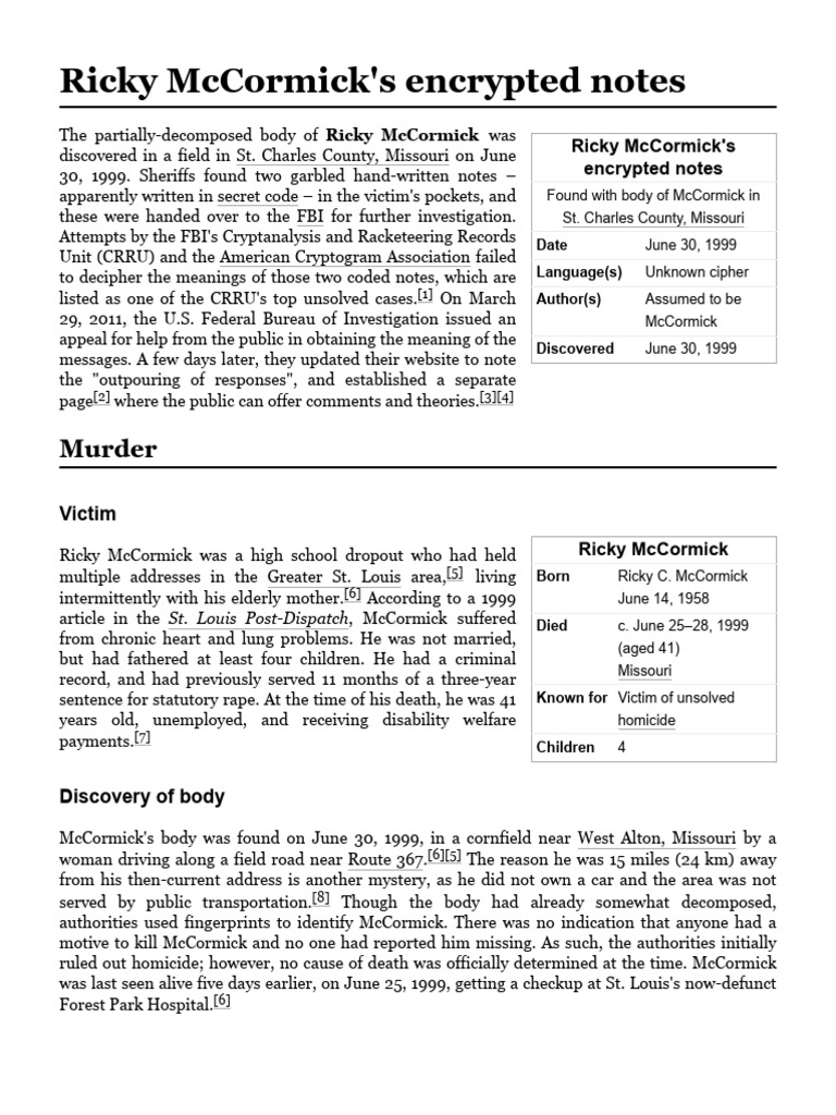 Ricky McCormick's Encrypted Notes | PDF | Cryptography | Secrecy