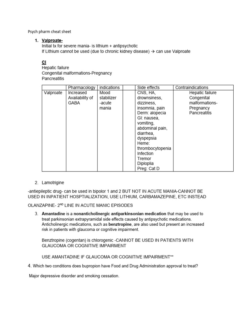 Psych Pharm Cheat Sheet | Download Free PDF | Antidepressant