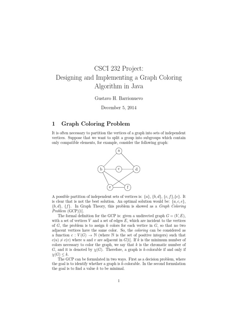 Designing and Implementing A Graph Coloring Algorithm in Java | PDF ...