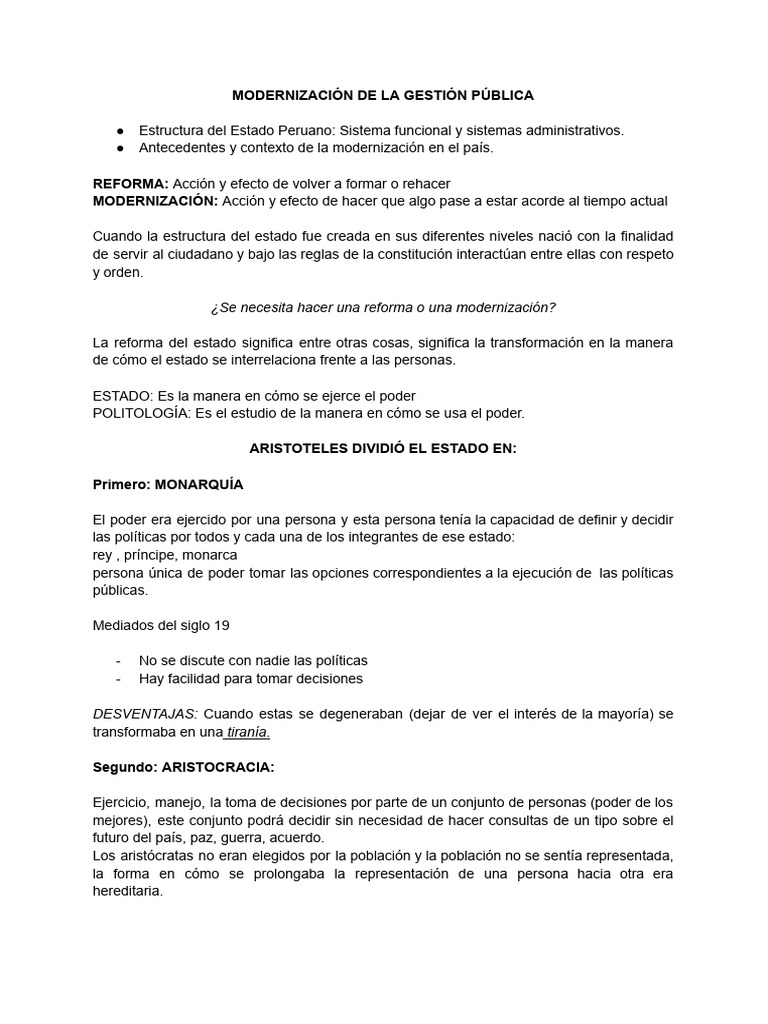 Modernización de La Gestión Pública | PDF | Estado (política ...