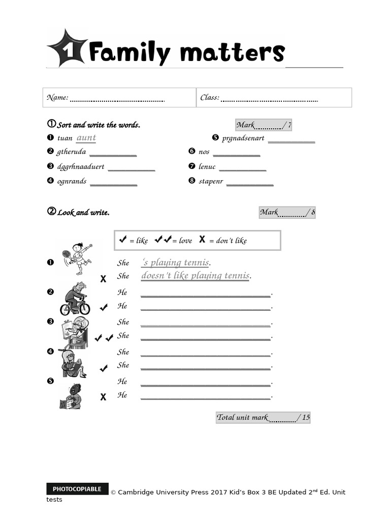 Kid's Box 3 Unit Test Practice | PDF | Language Arts & Discipline