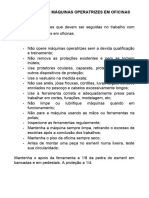 Segurança Com Máquinas Operatrizes em Oficinas