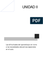 Unidad Ii: Las Dificultades Del Aprendizaje en Torno A Las Necesidades Educativas Especiales en El Aula