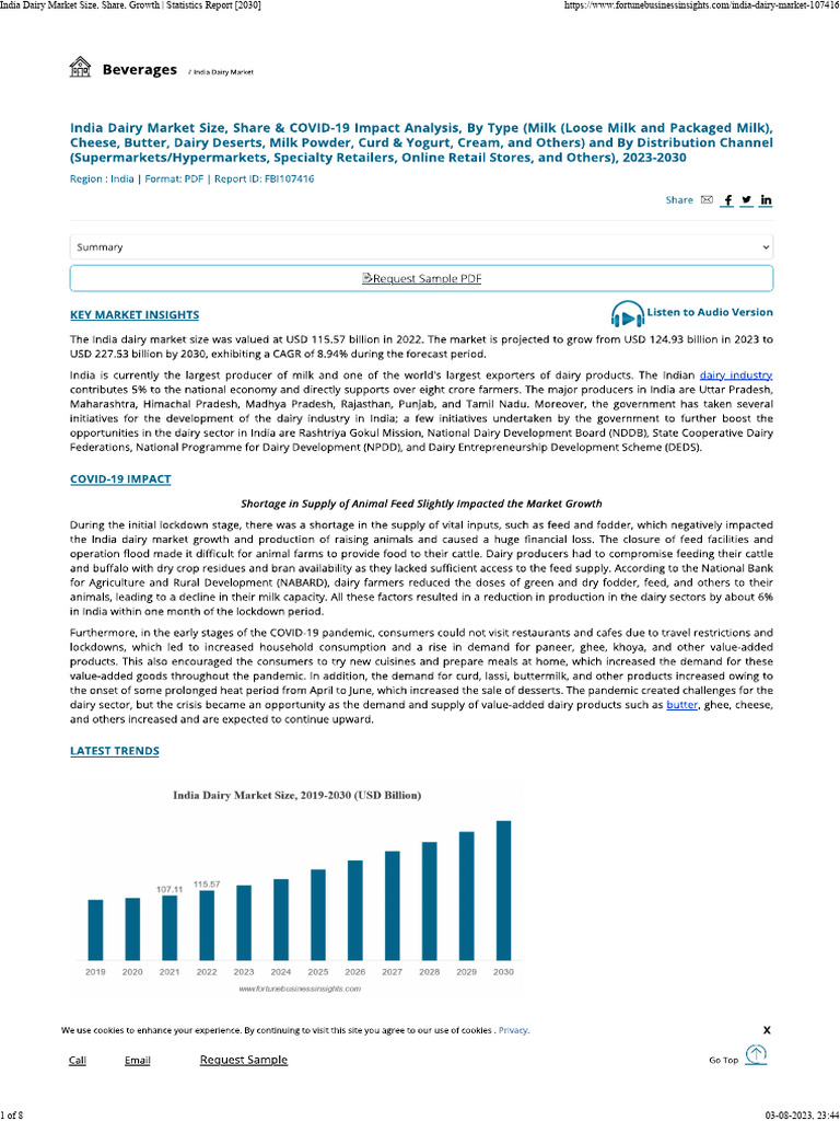 Dairy Industry PDF Statistics Economic Growth