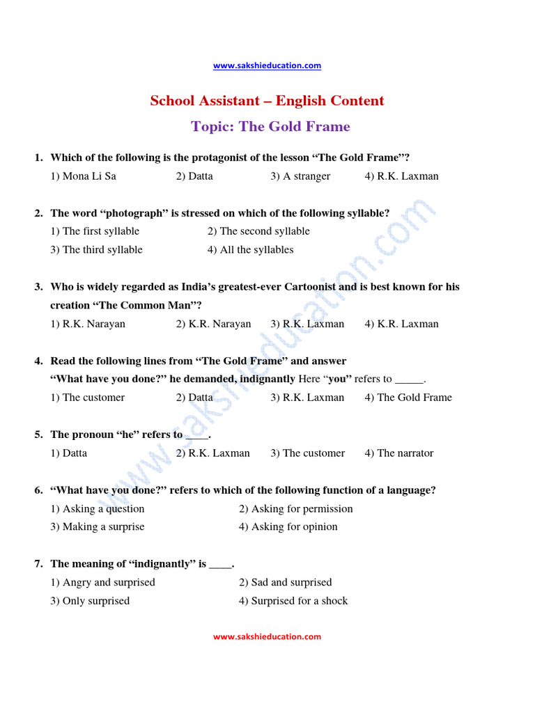 Dsc English Content The Gold Frame 5 Pdf