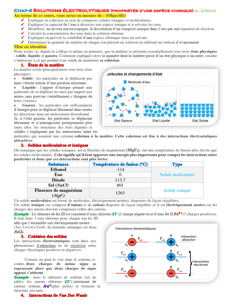 Propriétés des solutions électrolytiques | PDF | Ion | Solvatation