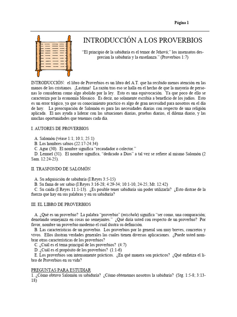 Introducción al Libro de Proverbios | PDF | Libro de proverbios | Sabiduría