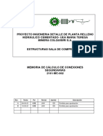 JAH-MCAL-002 (B), Cálculo de Conexiones Segundarias