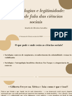 Epistemologias e Legitimidade o Lugar de Fala Das Ciências Sociais