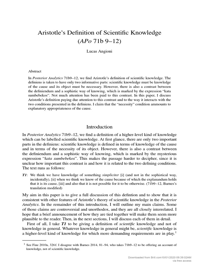 Angioni Aristote Subembekos PDF Logical Consequence Definition