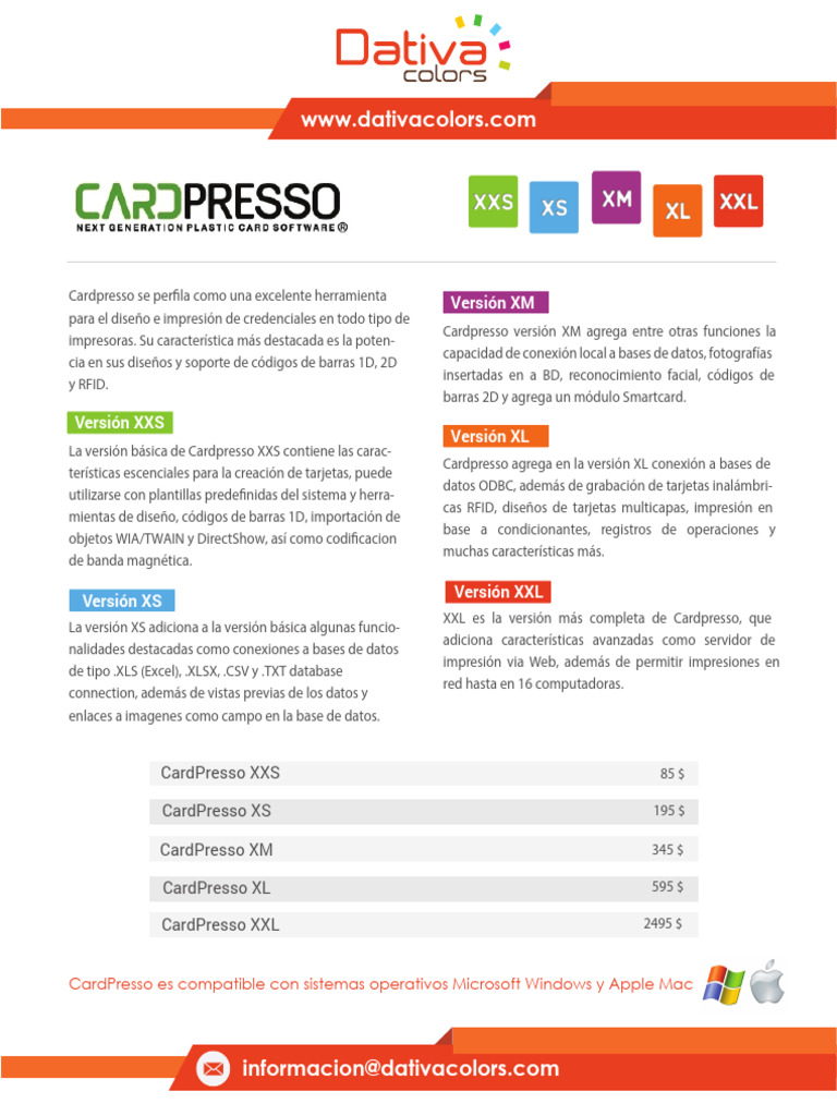 Cardpresso: Software para Credenciales | PDF | Bases de datos ...