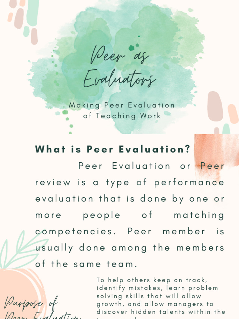 Peer As Evaluators Making Peer Evaluation of Teaching Work PDF