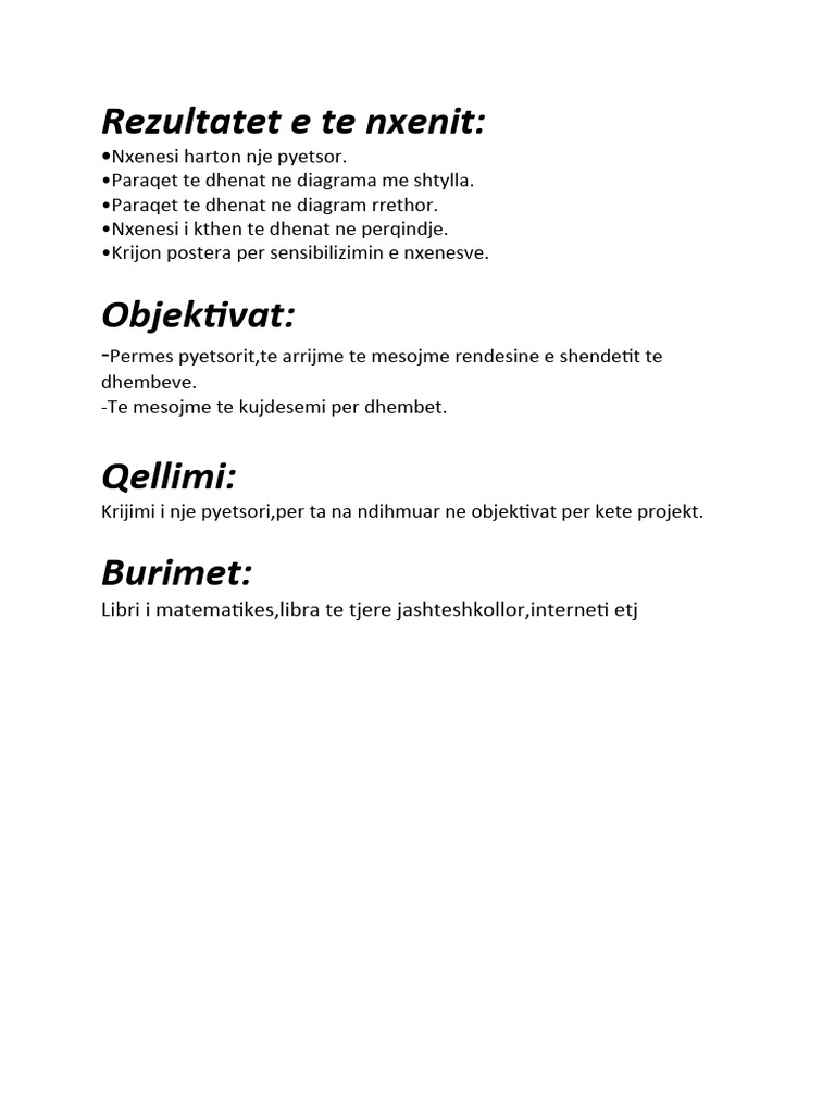 Rezultatet e Te Nxenit:: - Nxenesi Harton Nje Pyetsor | PDF