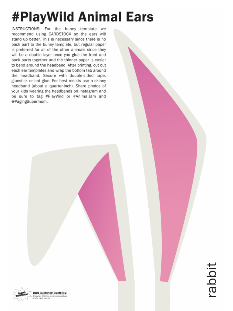 Free Printable Zoo Animal Ears PDF