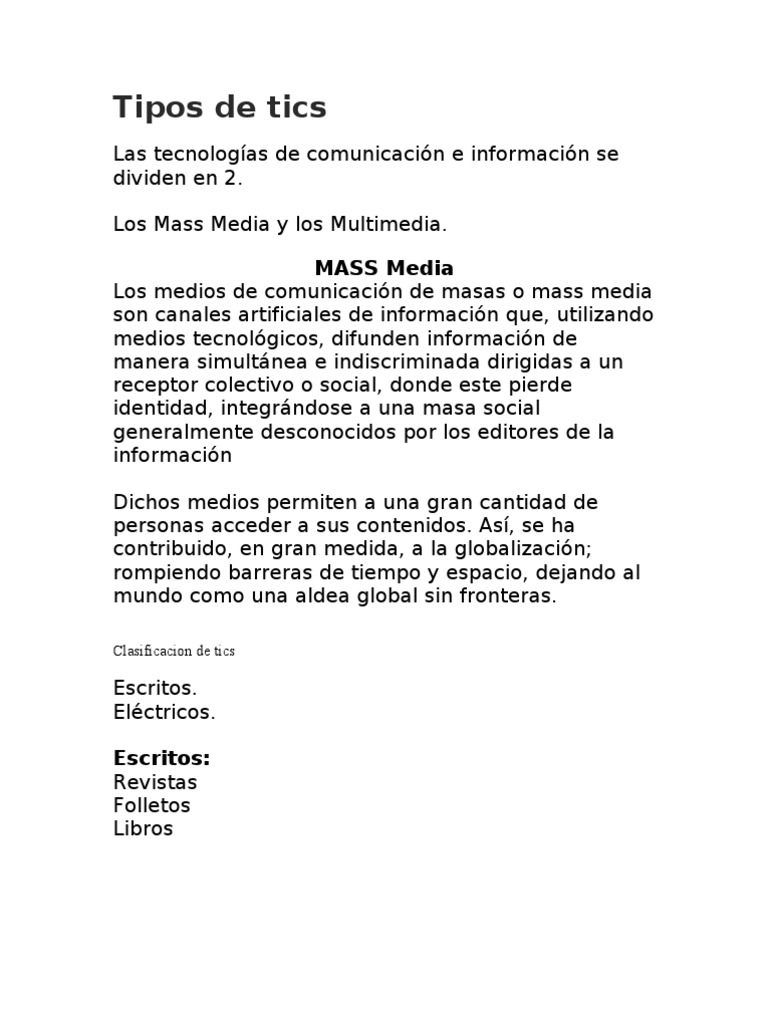 Clasificación y Uso de TICs | PDF | Multimedia | Tecnología de ...