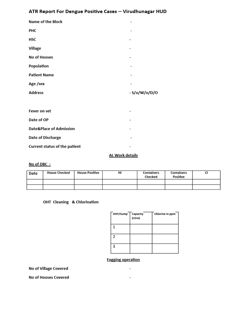 ATR Report For Dengue, JE, AES, Chick Positive Cases-2023 | PDF ...