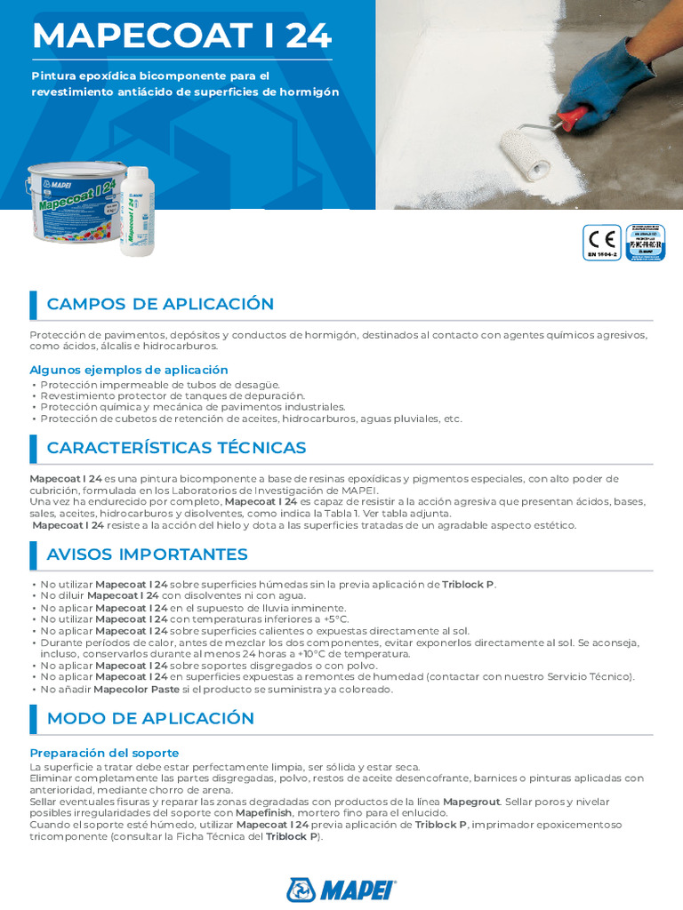 1 00330 Mapecoat-I-24 Es | PDF | Hormigón | Pinturas