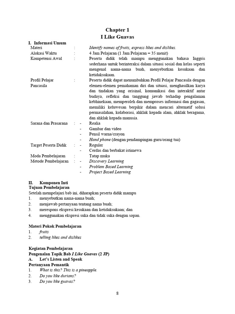 Pembelajaran Ekspresi Suka Buah | PDF