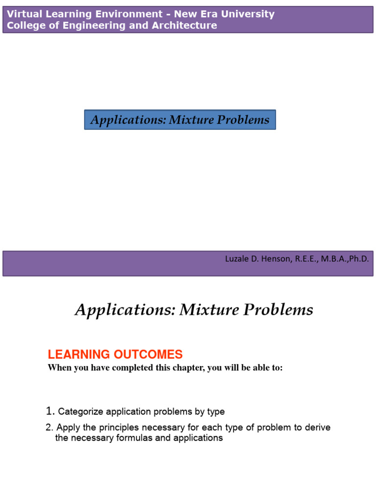 Mixture Problems in Chemical Solutions | PDF | Mixture | Chemical ...