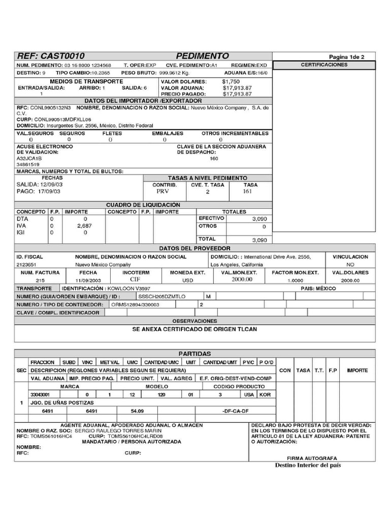 Pedimento Aduanal Pdf