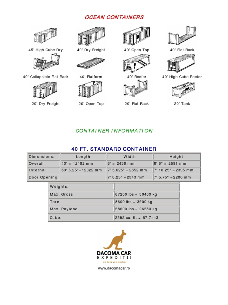 Ocean Container Types and Specifications | PDF