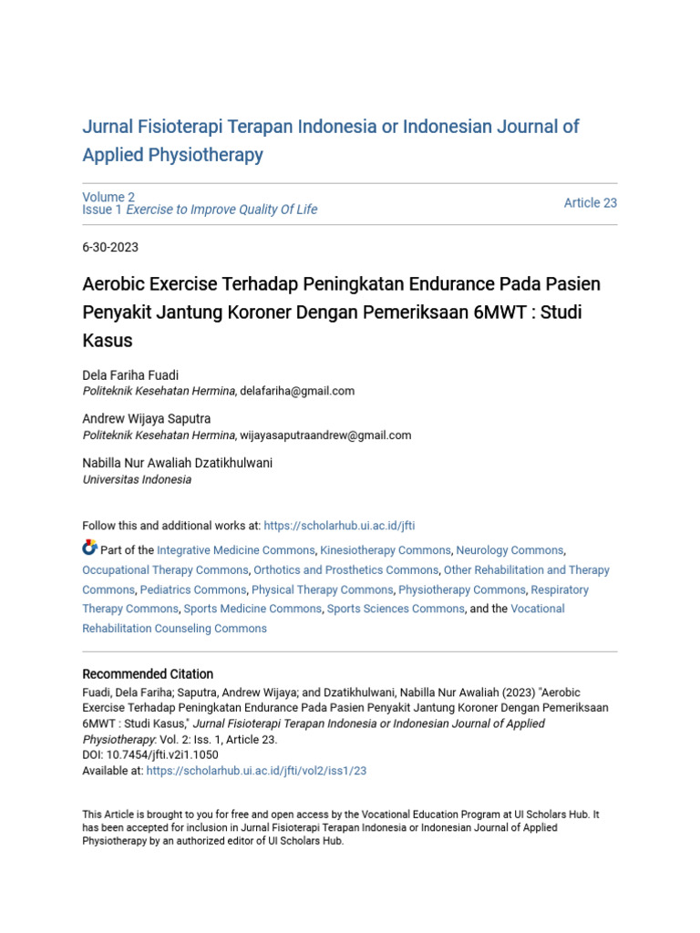 Aerobic Exercise On Increasing Endurance In Coronary Heart Disease