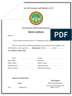 Madhya Pradesh Birth Certificate Details