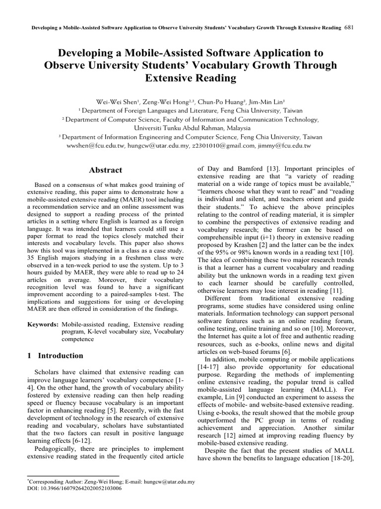 2020 developing a mobile assisted software application to observe