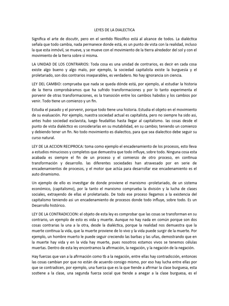 Leyes De La Dialectica Pdf Dialéctico Marxismo