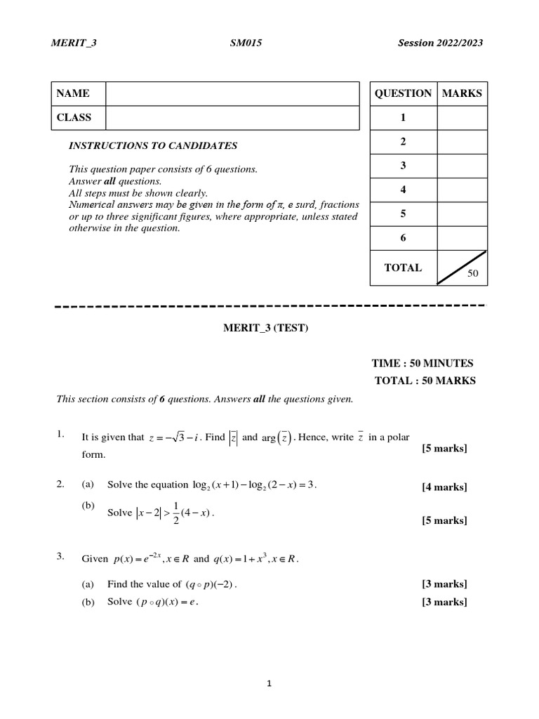 Merit Test: Advanced Math Questions | PDF | Theoretical Computer ...