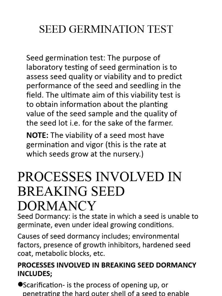 Seed Germination Test PDF Seed Germination