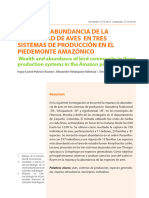 Pulecio 2015 RIQUEZA Y ABUNDANCIA DE LA COMUNIDAD DE AVES EN TRES SISTEMAS DE PRODUCCIÓN EN EL PIEDEMONTE AMAZÓNICO