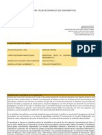 Asignatura: Taller de Desarrollo Del Pensamiento Iii