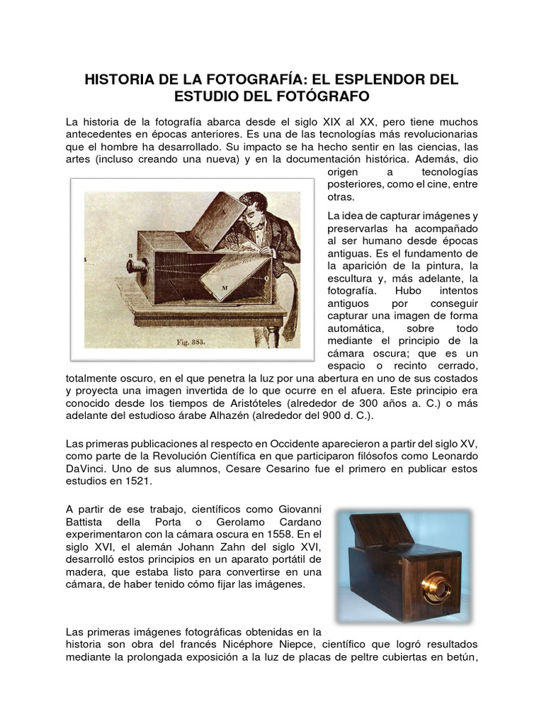 Historia de la Fotografía: Siglo XIX | PDF | Flash (fotografía) | Imagen