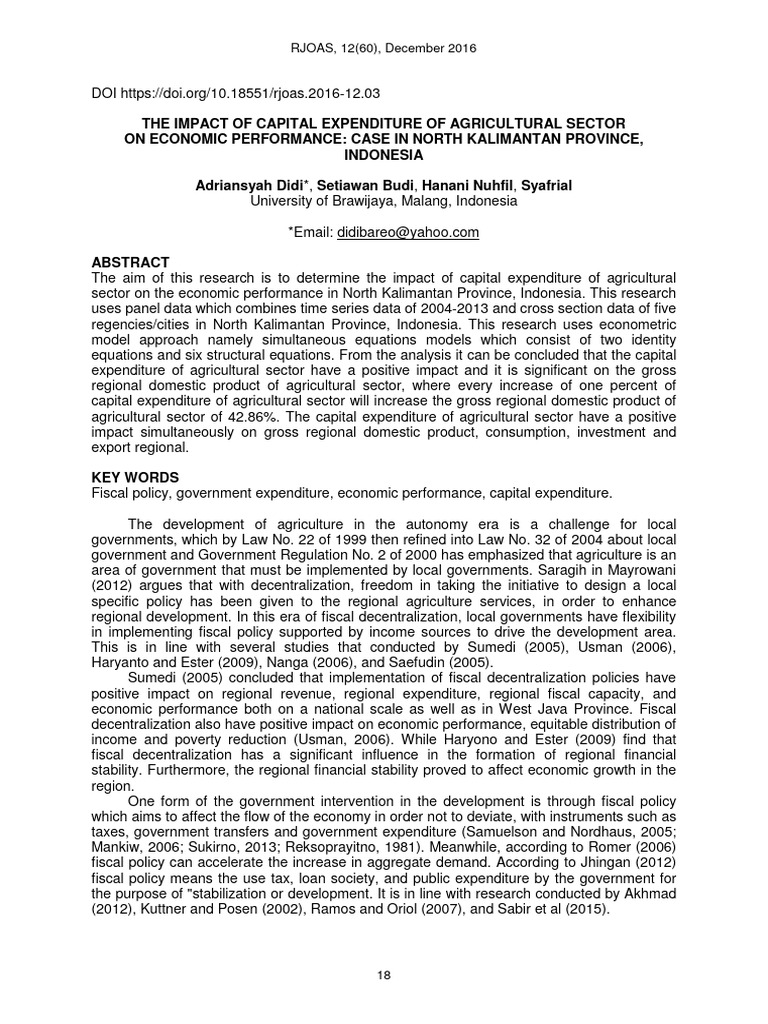 Impact of Agricultural Capital Expenditure | PDF | Fiscal Policy | Interest