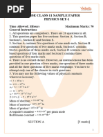 CBSE Sample Paper For Class 11 Physics Mock Paper 1 With Solutions