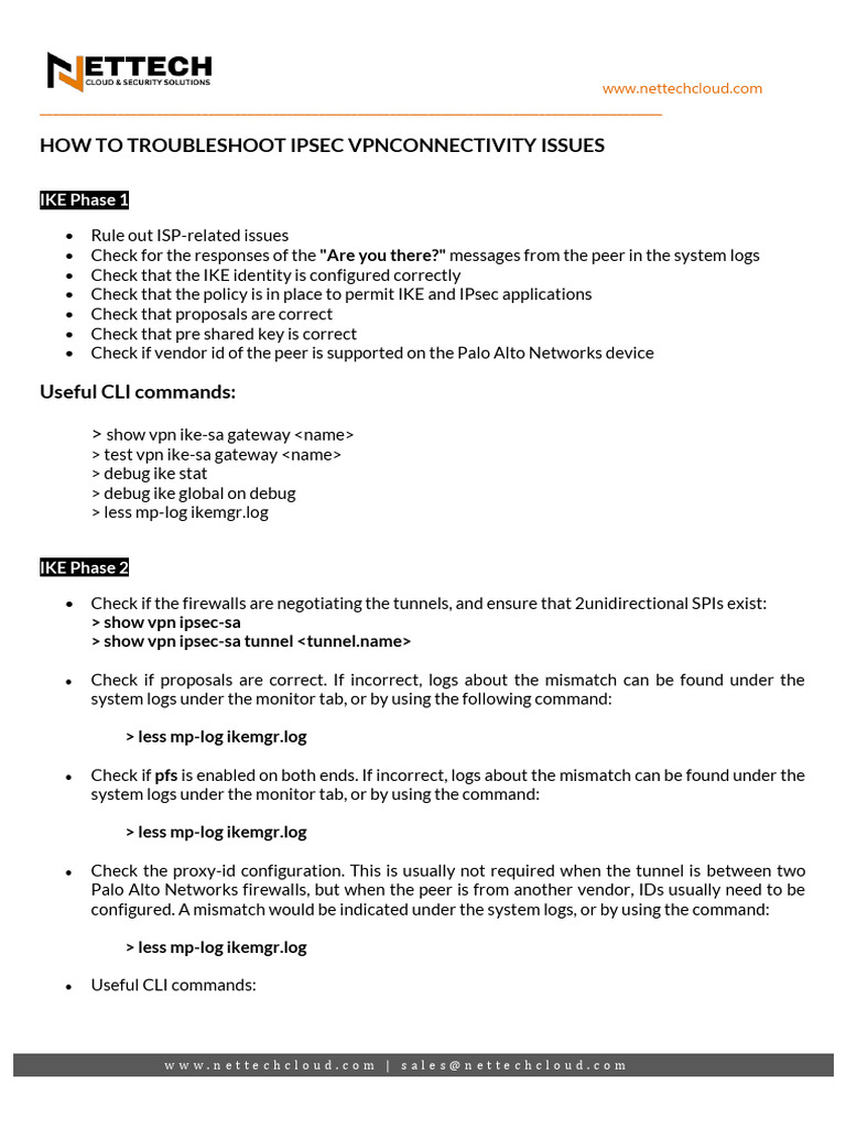 IPSEC Troubleshooting Palo Alto 1699387222 | PDF | Virtual Private Network  | Internet Protocols