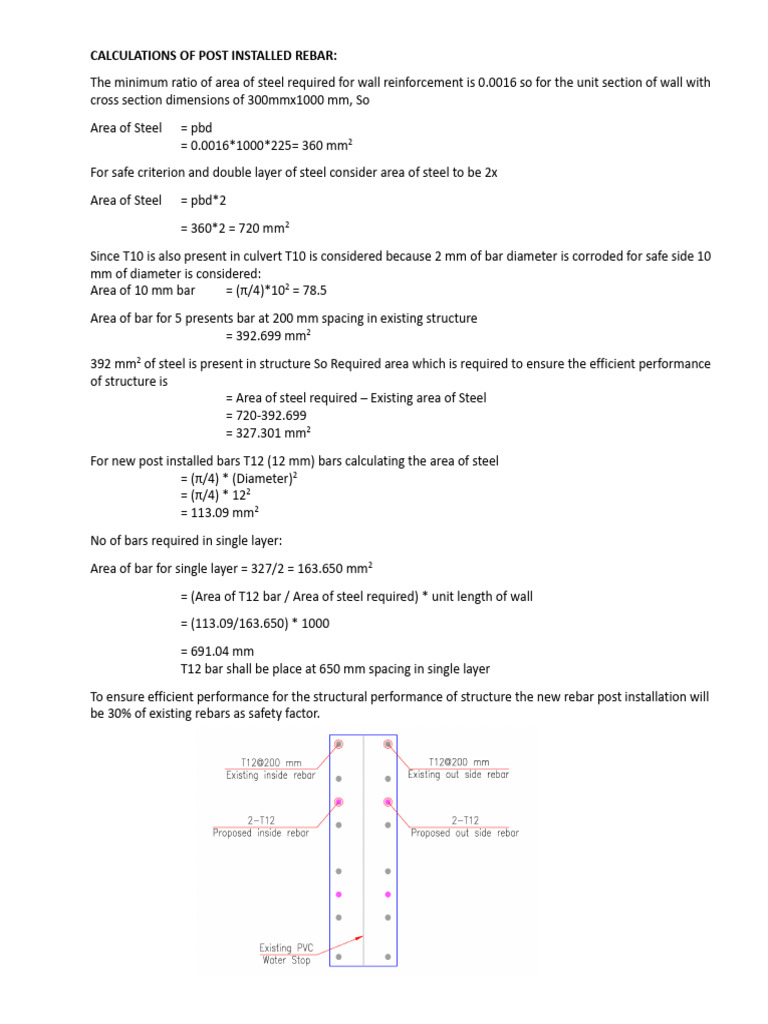 Calculation For Post Install Rebars PDF
