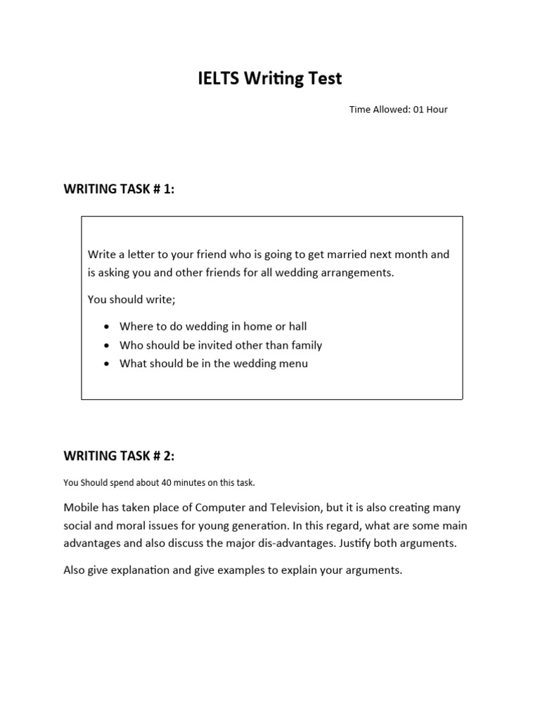 IELTS Writing Test PDF