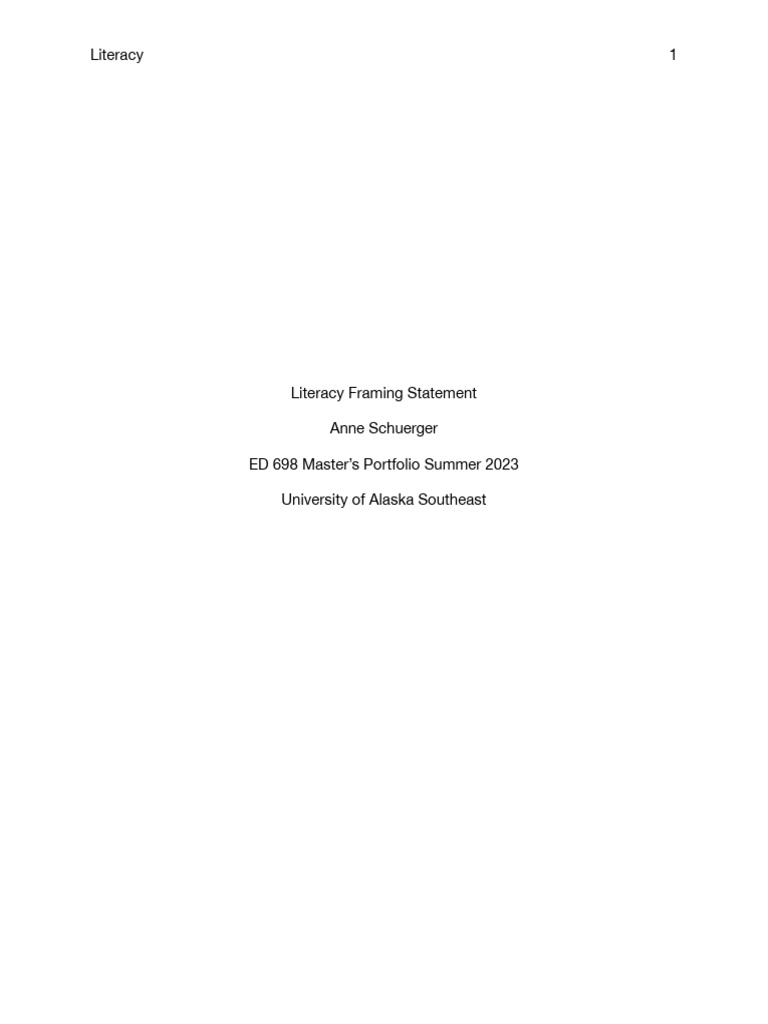 literacy framing statement PDF Literacy Reading Comprehension