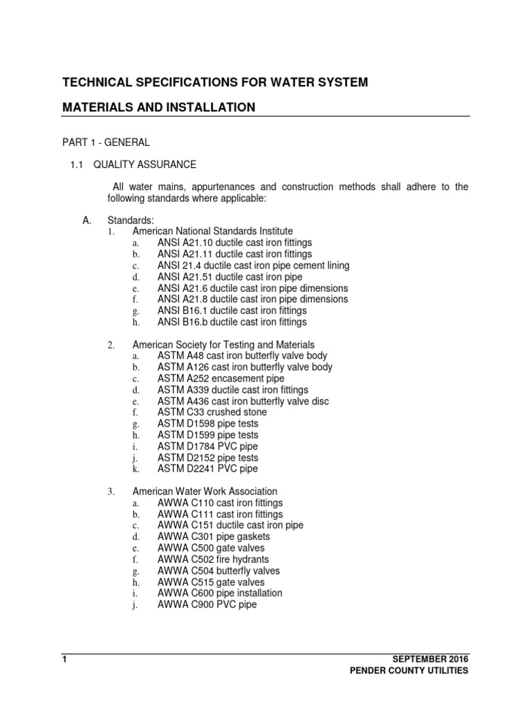 Pcu water system specs sept 2016 pdf pipe fluid conveyance valve
