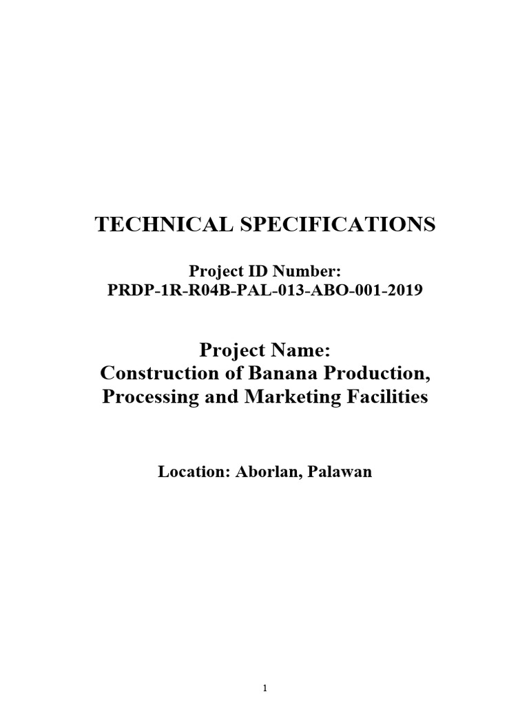 Technical specifications banana processing center pdf deep