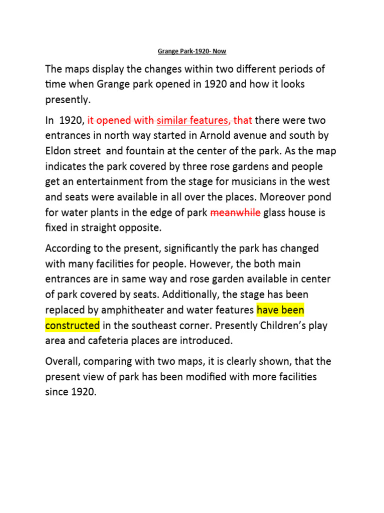 Grange Park: 1920 vs. Present Changes | PDF